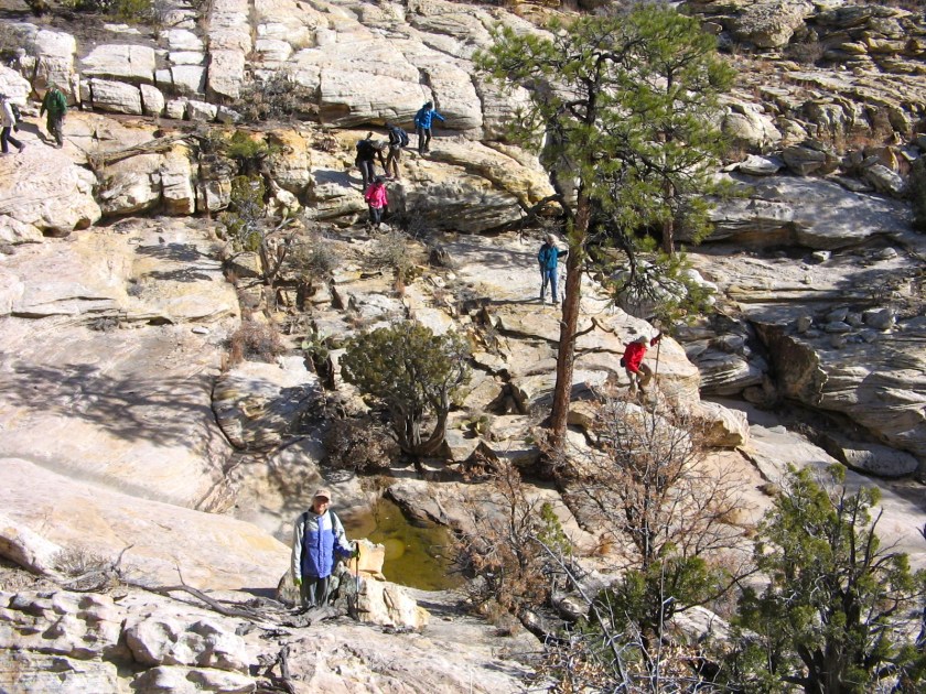 Descending one of several canyons.