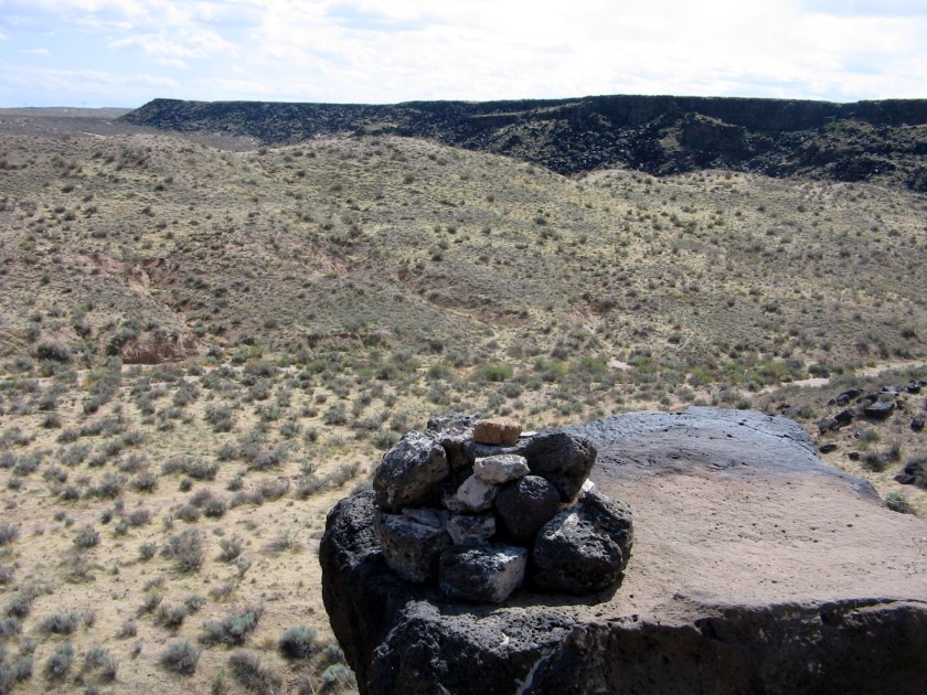 One of several rock cairns.