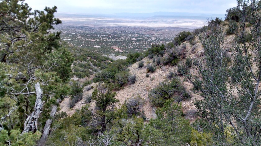 Part way up Ojo del Orno Canyon looking north towards Placitas.