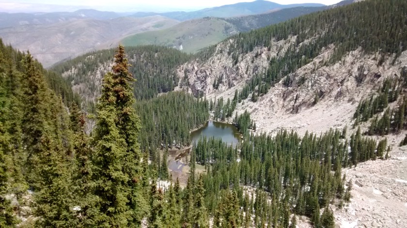 Looking down at Nambe Lake.