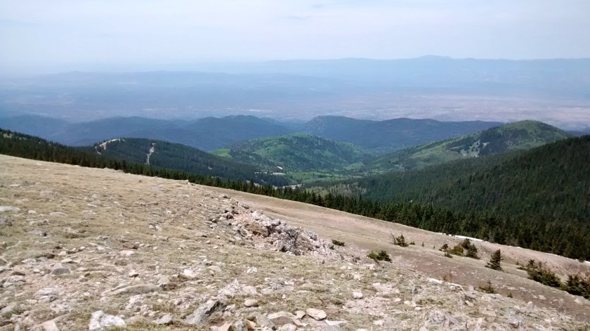 The Santa Fe ski area is below in the bright green area.