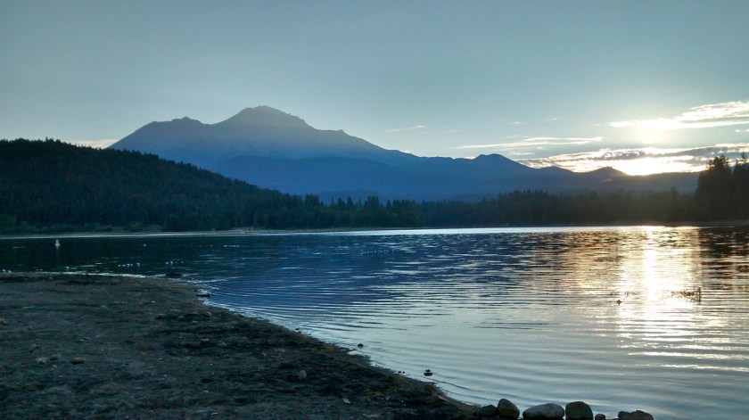 Sunrise at Lake Siskiyou beach.