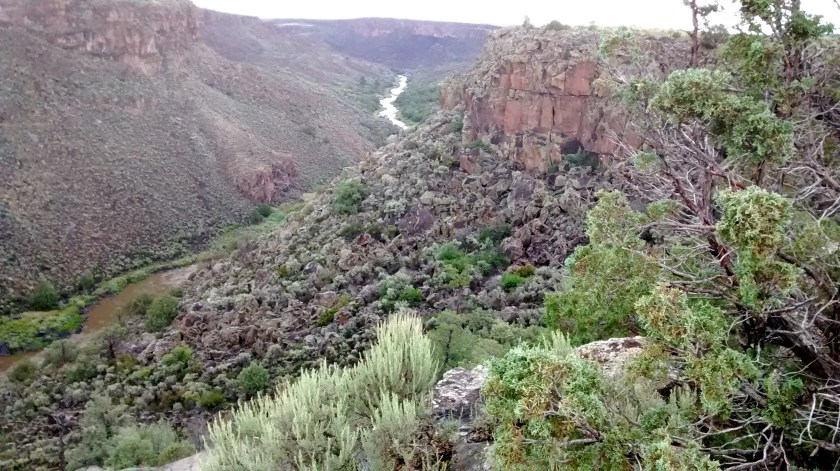 Back up from hiking down into the gorge.