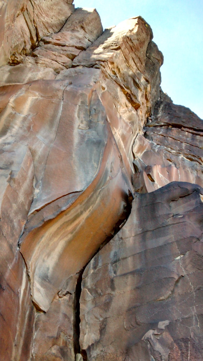Interesting rocks on cliff walls near top of Red Rock Trail.