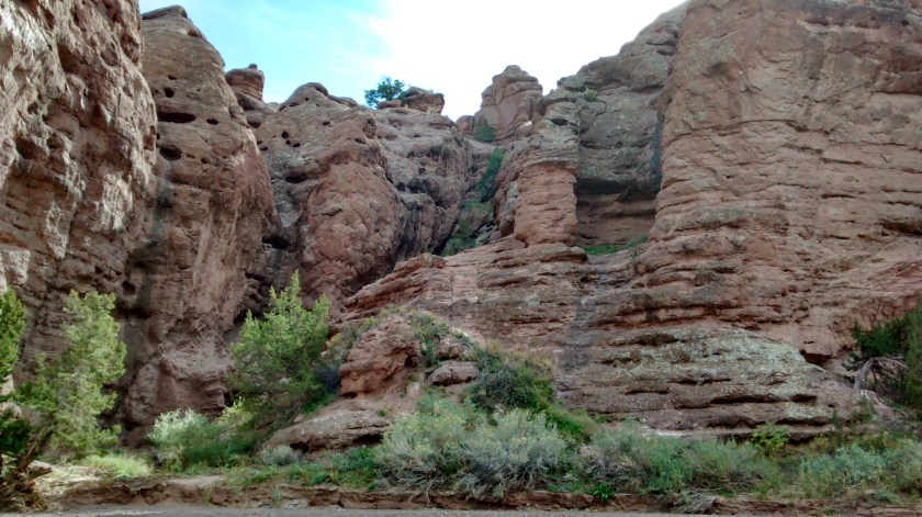 Rock formations along road into the canyon.