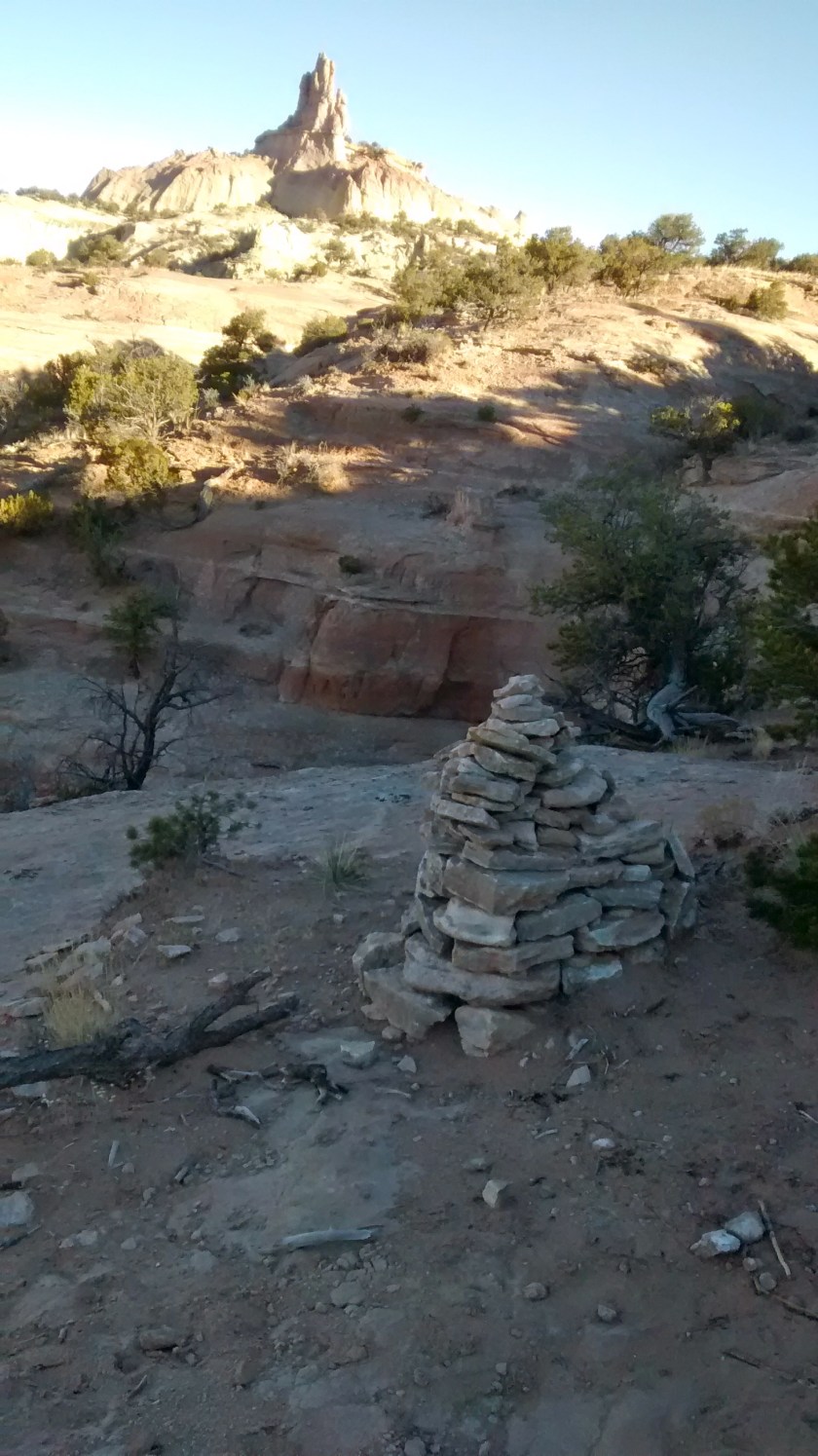 Many cairns to show the way.  Funny how their shapes reflected the shape of Church Rock.