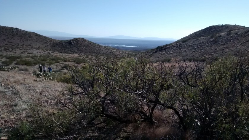 The blue strip in the distance behind us is the wetlands of the wildlife refuge.