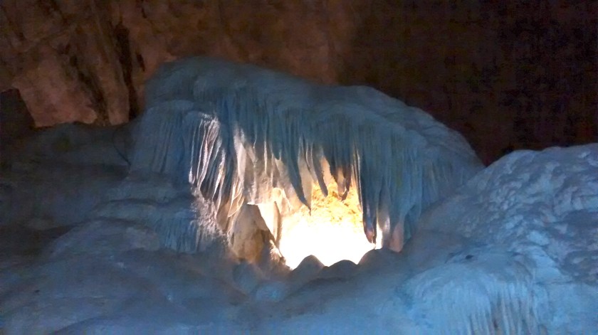 Looks like ice or snow, but it's one of the limestone formations.