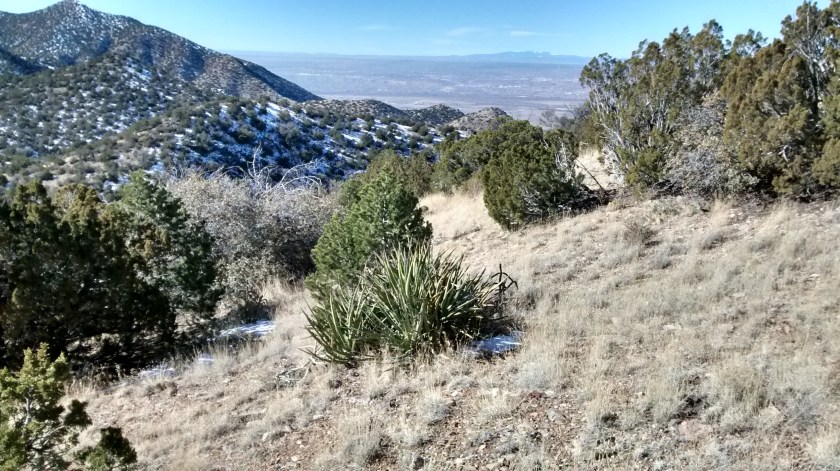 View west towards Rio Rancho and Mt Taylor on far horizon.