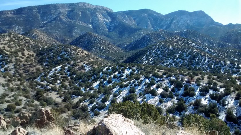 View of north crest of Sandias.
