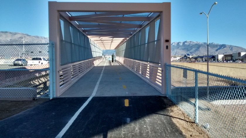 The bridge across I-25 on the bike path.
