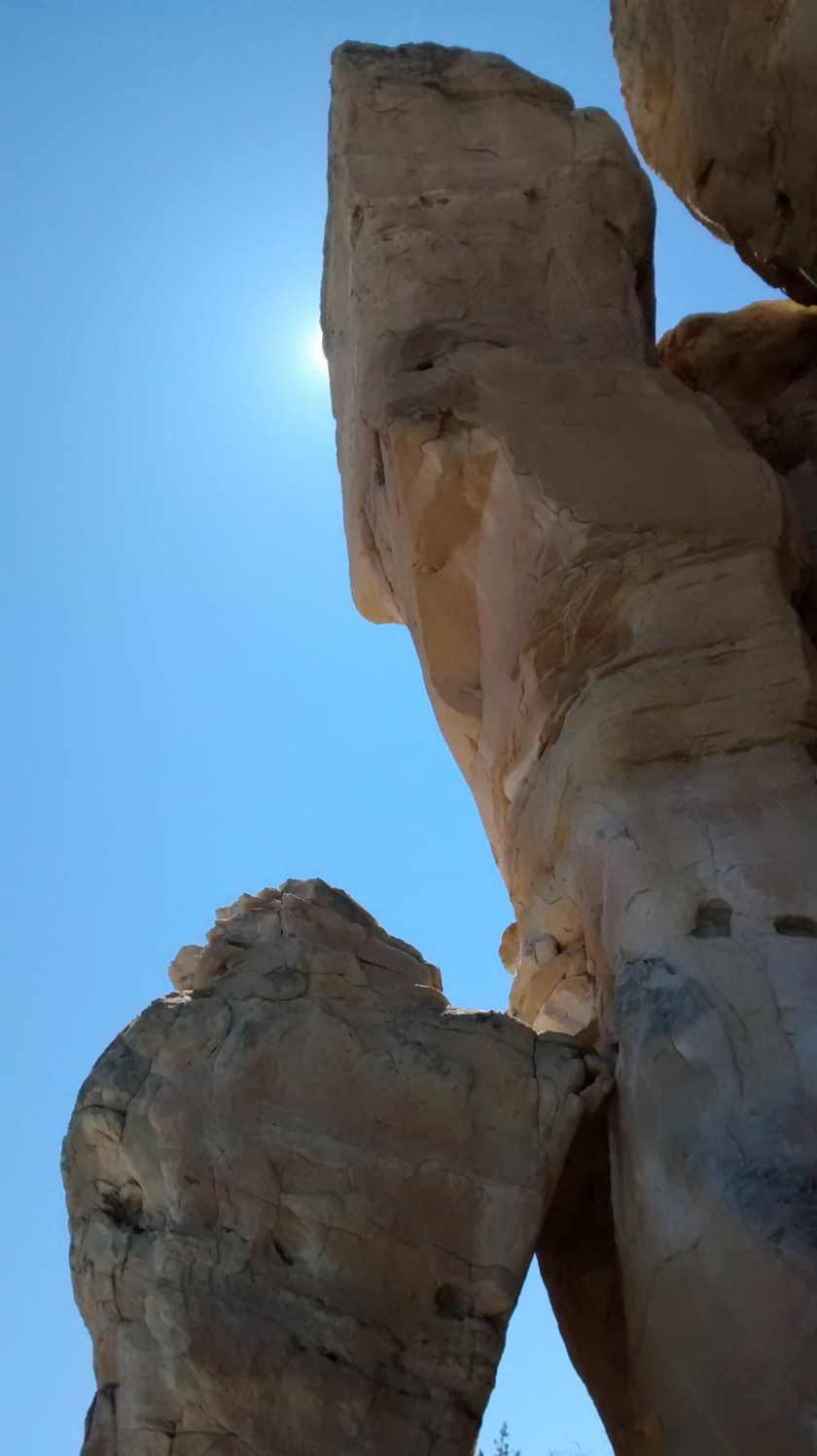 Love looking up at New Mexico's rocks and skies.