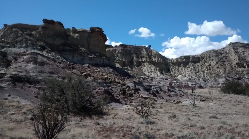 Looking behind us at the place where we climbed back down the mesa.
