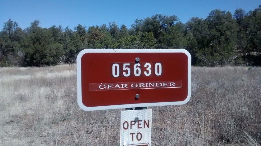 An indication that bicyclists had input into naming some of the trails.  Lots of rocky gulches further down this trail that would require some gear shifts.