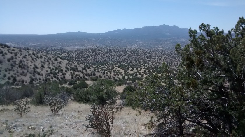 Ortiz Mountains and town of Madrid to the south.