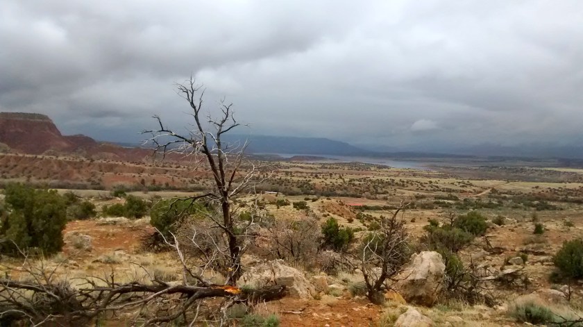 Looking southwest from Chimney Rock trail, Abiquiu Reservoir in the distance.