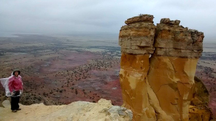 Liz in her rain poncho.
