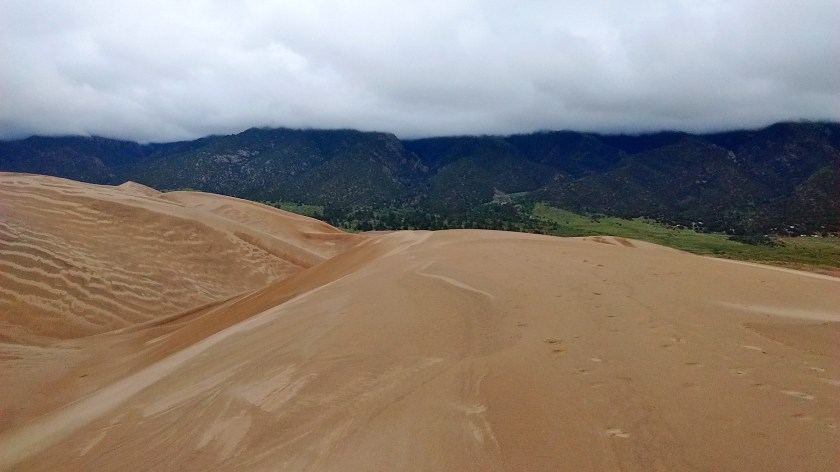 Cloudy day meant we missed the view of Sangre de Cristo Mountains as the backdrop to the dunes.