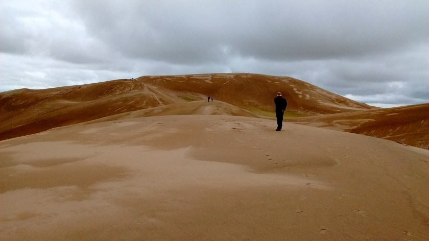 Cloudy day had its advantage.  It was a long hike to the highest dune and would have been very hot on a sunny day.