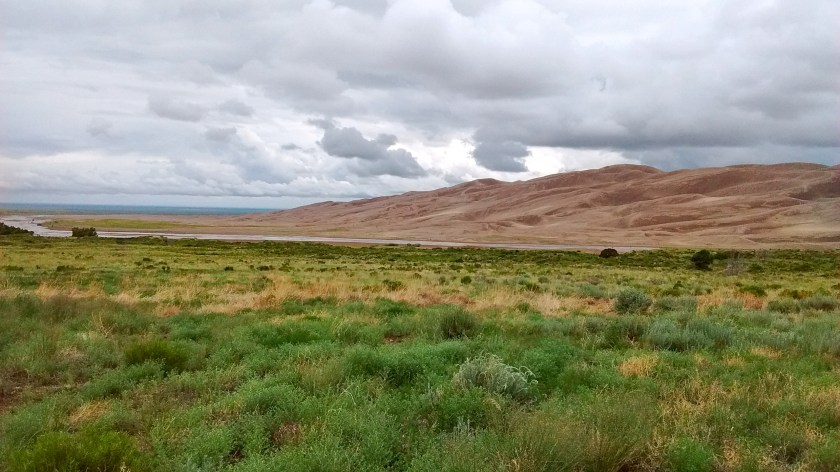 The dunes are behind Medano Creek.