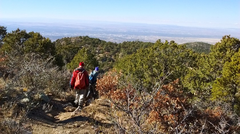 At lower elevations on the ridge when the trail was still obvious.