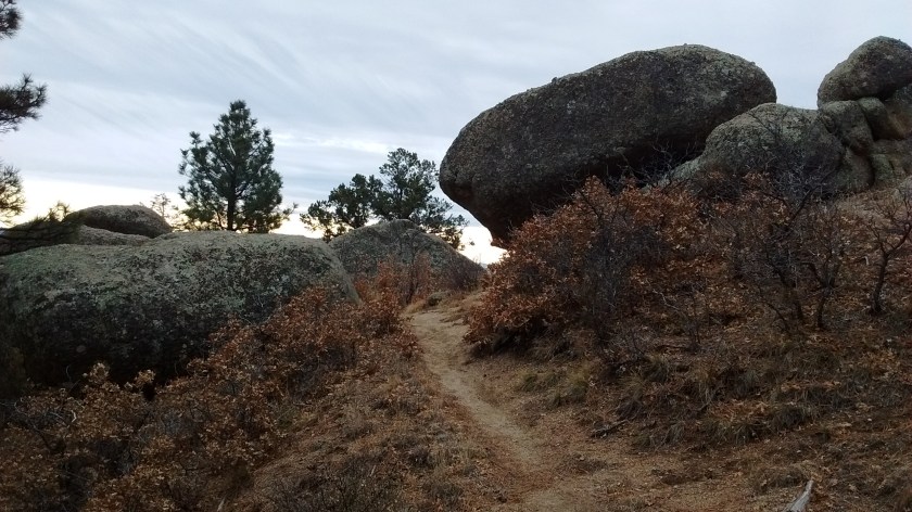 Lots of interesting boulder piles on 3 Gun Springs Trail.