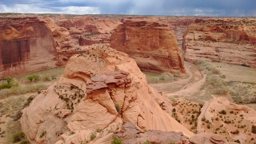 Looking into canyon before starting down trail that leads to White House Ruins.
