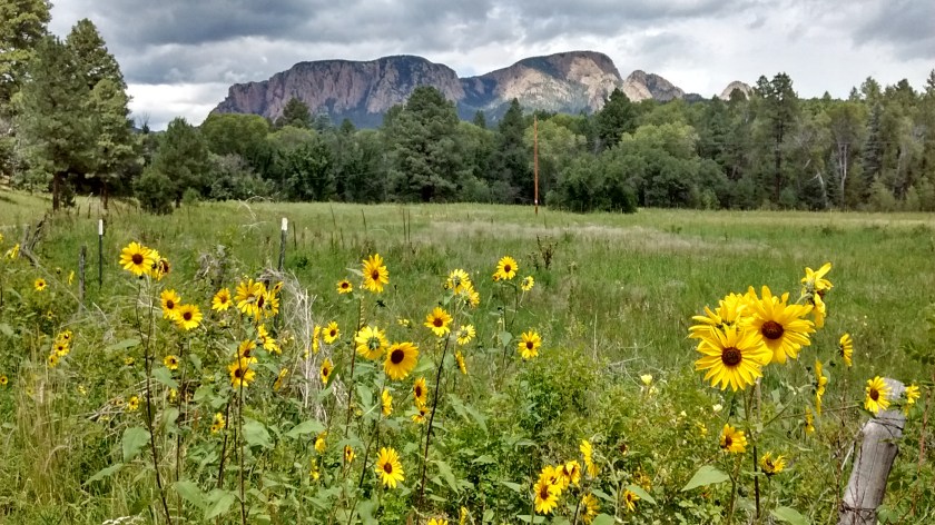 View of Hermit's Peak driving on the road west from Las Vegas to the trailhead.